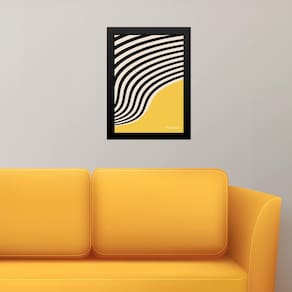 Quadro Bauhaus Amarelo E Preto Curved Sinuosity 45X34Cm