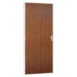 Porta De Madeira Mogno Com Batente De Aço Evidence 73x215 R120 Abertura Direita Branco