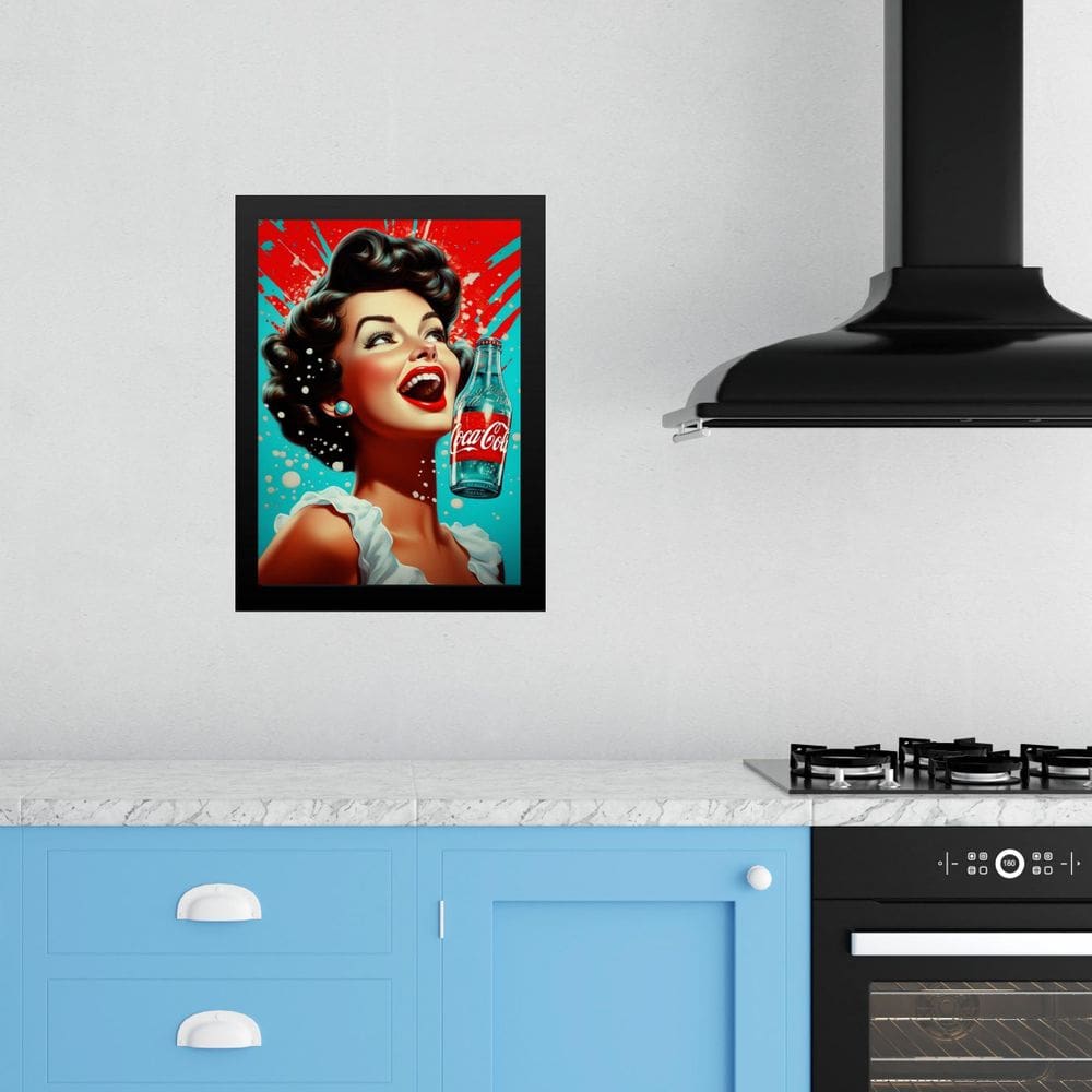 Quadro Decorativo Cozinha Pin Up Girl Refrigerante 45X34Cm