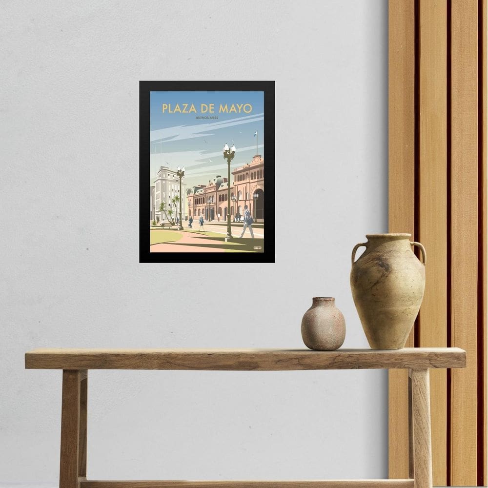 Quadro Decorativo Plaza De Mayo Buenos Aires 45X34Cm - Vidro