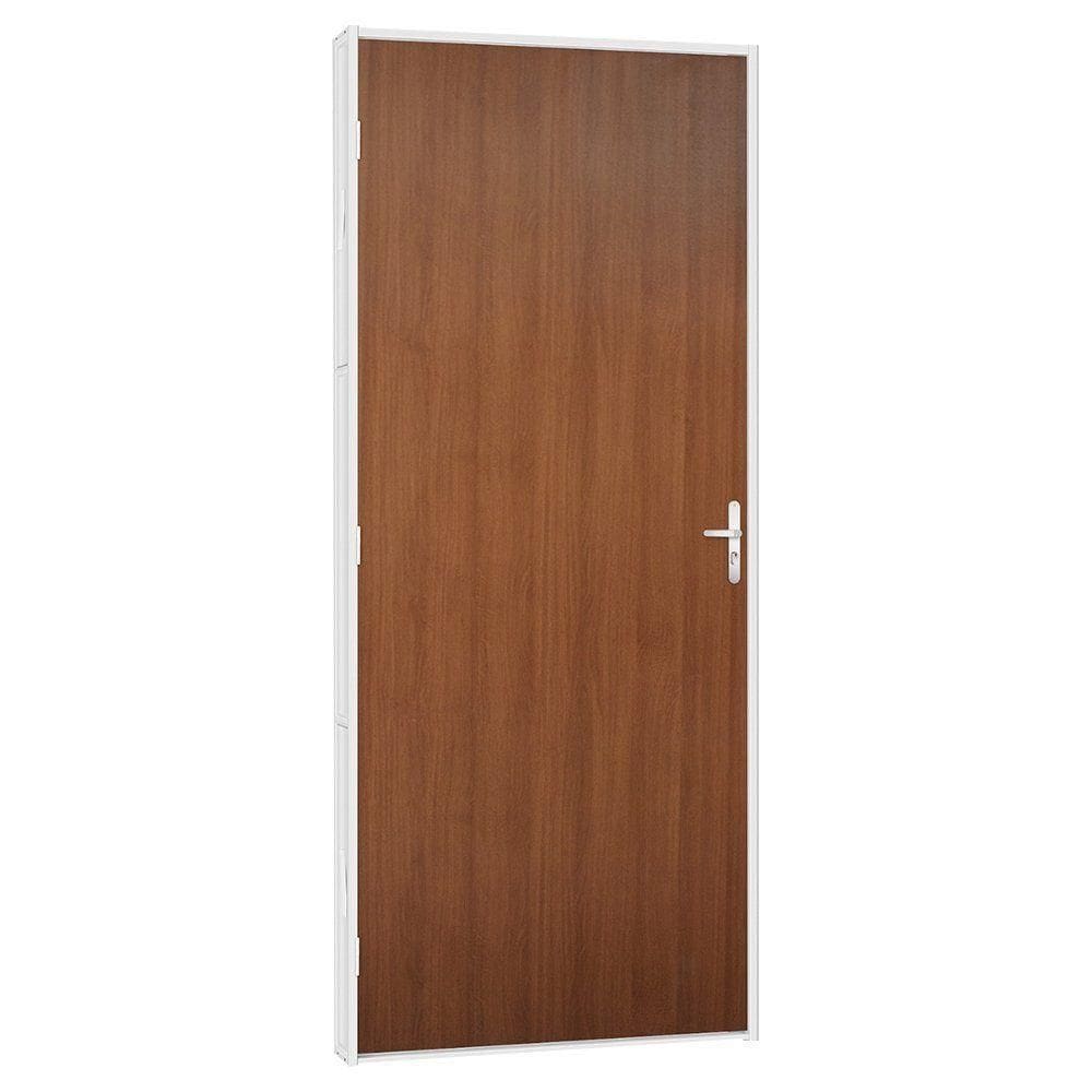Porta De Madeira Mogno Com Batente De Aço Evidence 65x215 R50 Abertura Direita Branco