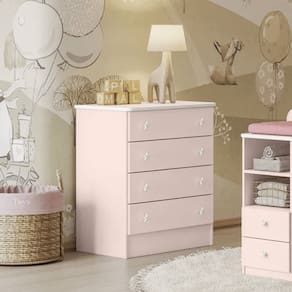 Comoda 4 Gavetas Doce Sonho Em Mdp - Rosa Acetinado