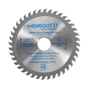Disco Serra Circular Vídea 4.3/8 Pol (110mm) 40 Dentes MSC Menegotti