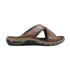 Chinelo Pegada Soft Masculino Em Couro Anilina Pinhão