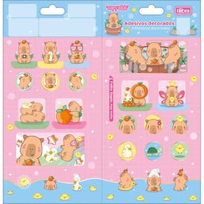 Adesivo Duplo Decorado Capivara Capy Club Fofo Infantil Kawaii 1 Unidade Tilibra