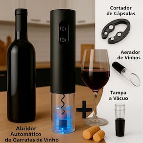 Abridor De Vinho Elétrico Preto Design Moderno