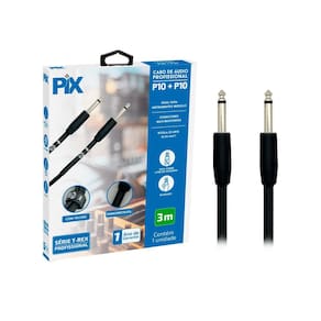 Cabo De Áudio P10 Para P10 Mono Para Guitarra 3 Metros