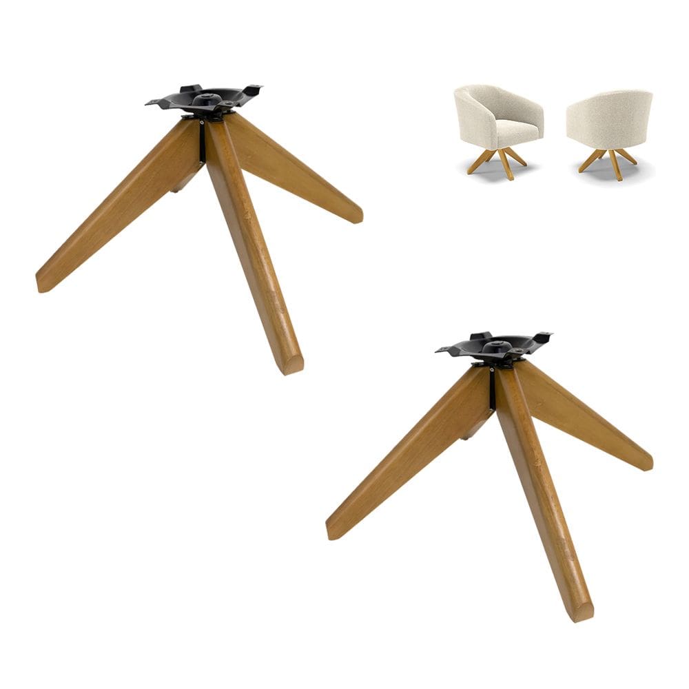 Base de Madeira Giratória para Poltrona Kit 2 30cm - D`Rossi