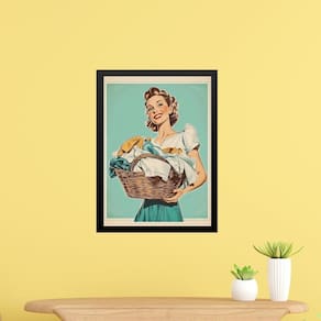 Quadro Decorativo Lavanderia Retrô Pin Up Girl 24X18Cm Vidro