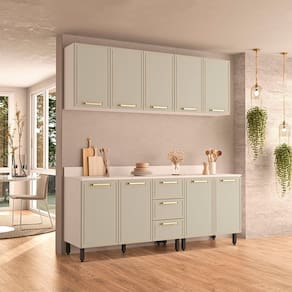 Cozinha Completa 4 Peças 224,5cm X 270cm Amara Branco/Verde Oliva