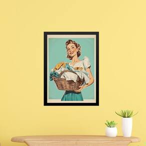 Quadro Decorativo Lavanderia Retrô Pin Up Girl 24X18Cm Vidro