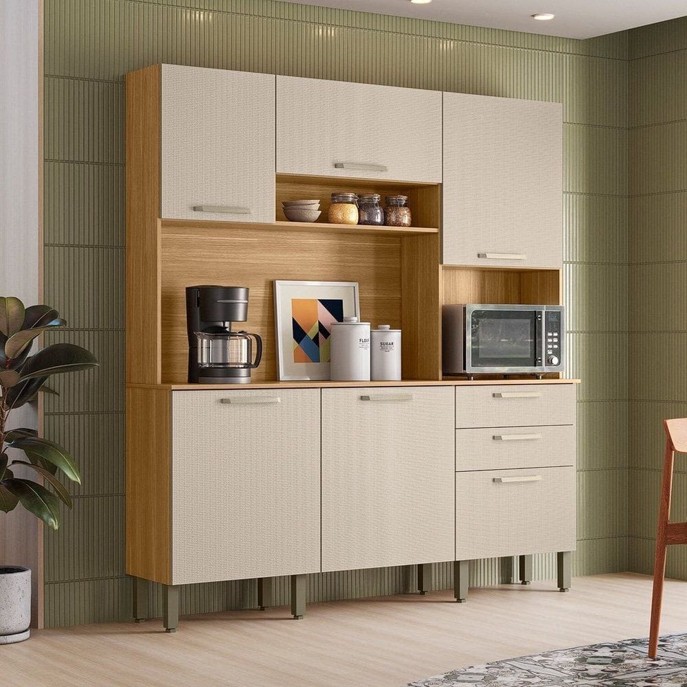 Armário para Cozinha 5 Portas Ferrara Plus Freijó / Soft