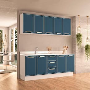 Cozinha Completa 4 Peças 220cm X 200cm Amara Branco/Azul