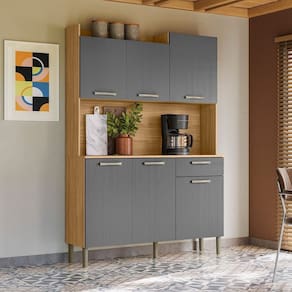 Armário para Cozinha 6 Portas Gênova Plus Freijó / Gris