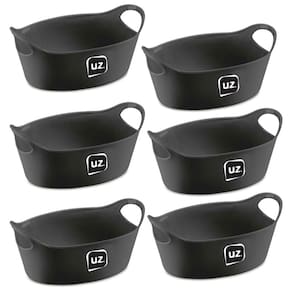 Kit 6 Cestos para Servir Preto 20,8x9cm Porções Batata Frita Petiscos Bar Lanchonete Uz