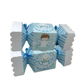 10 Caixinhas Batizado Encante Seus Convidados - Azul