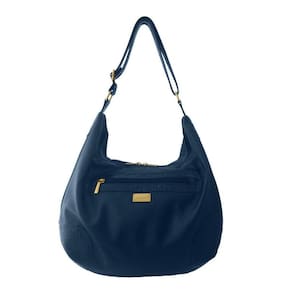 Bolsa Saco Topgrife Meia Lua Couro Azul Marinho
