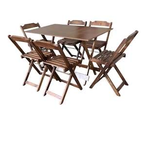 Conjunto Mesa Dobrável 1,20m com Tampo em MDF Ultra Plus e 6 Cadeiras Dobráveis