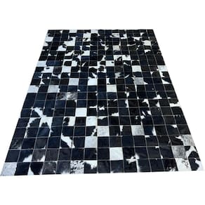 Tapete Couro De Boi Preto Branco 1,50X2,00 Sem Bordas Pç 10