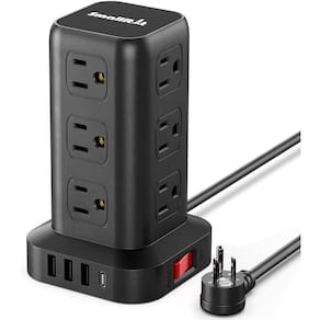 Cabo de extensão: protetor contra sobretensão Power Strip Tower 12AC 4USB