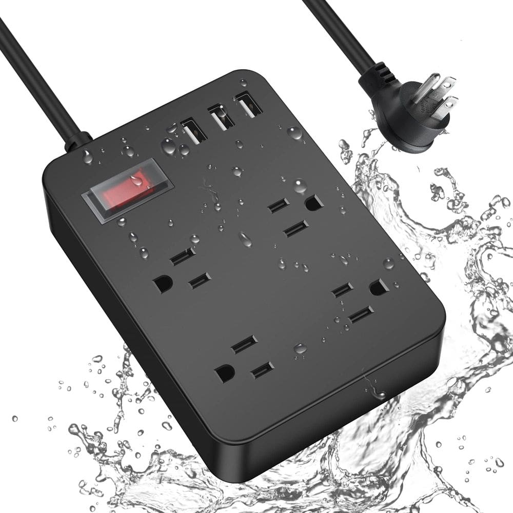 Régua de alimentação Jgstkcity Outdoor à prova de intempéries 4 tomadas 3 USB
