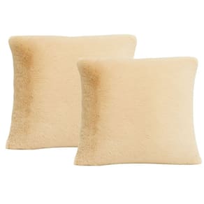 Jogo 2 Almofadas Decorativa Roma Bege Felpudo Com Enchimento 42x42cm - Jolitex