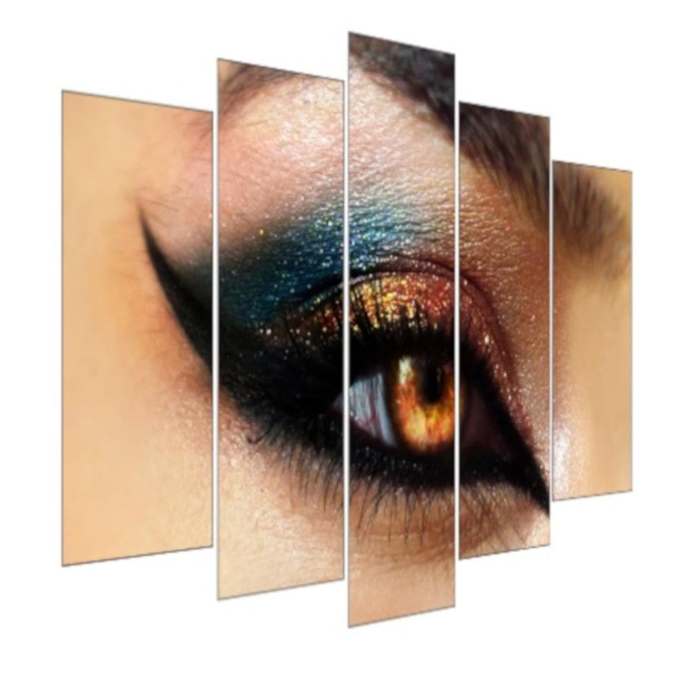 Quadro Decorativo Mosaico 5 Peças Mod1187 Maquiagem Olho