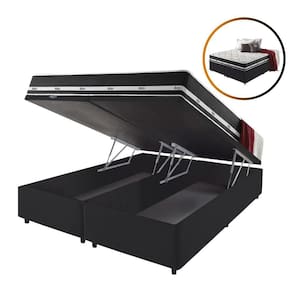 Cama Box Queen Baú Preto + Colchão Molas Los Angeles 158cm