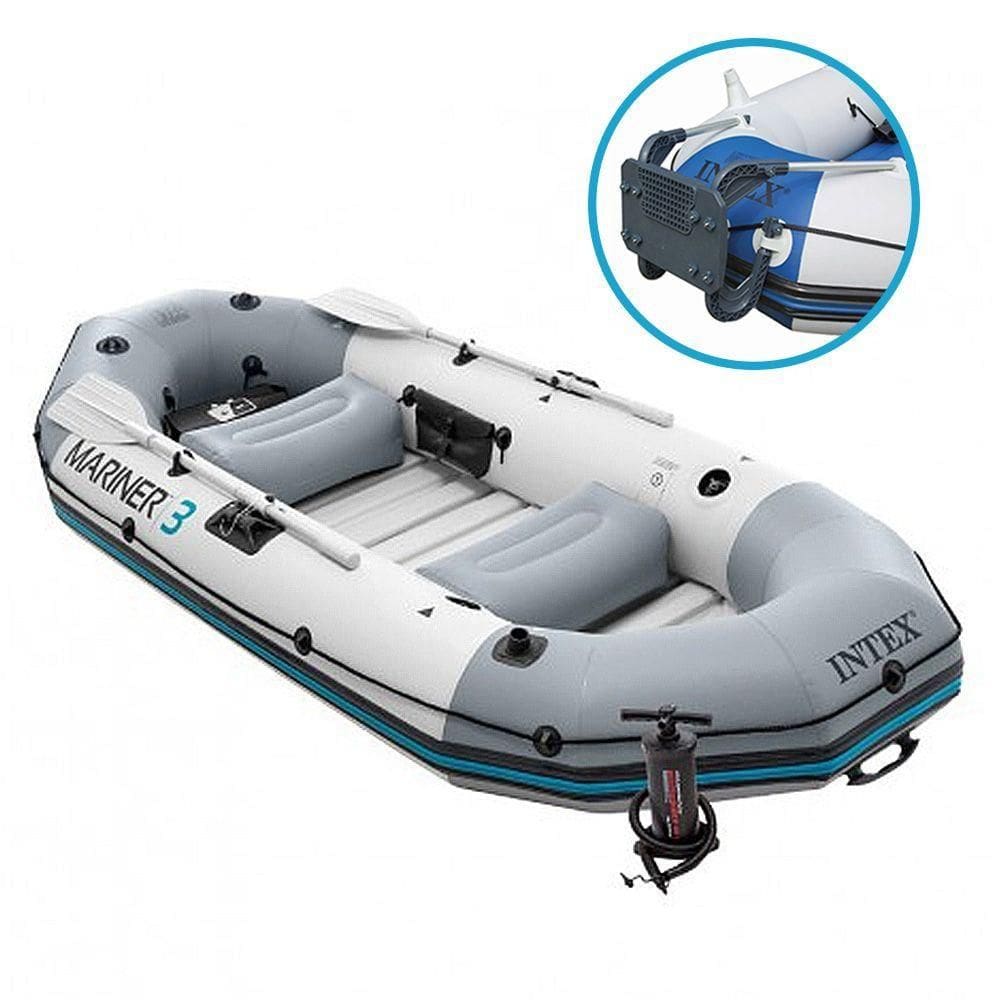 Bote Inflável Intex Mariner 3 C- Par Remos Bomba Barco Pesca E Suporte Motor