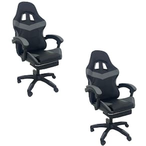 Kit 2 Cadeiras Gamer Stillus Ergonômica Com Apoio Para Os Pés Cinza