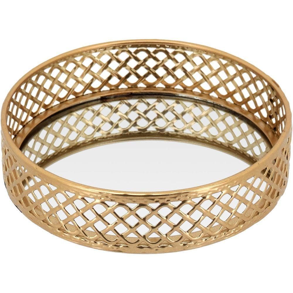 Bandeja Espelhado Metal 5x15x15cm Dourado