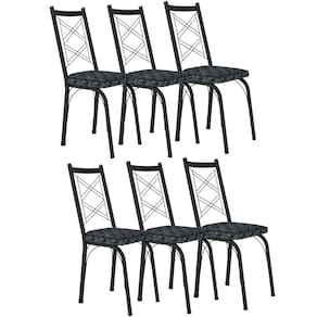 Kit 6 Cadeiras Aço Carbono Tubular Metálica Acabamento Fosco D-28 Julia
