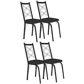 Kit 4 Cadeiras Aço Carbono Tubular Metálica Acabamento Fosco D-28 Julia