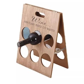 Suporte para Vinhos 6 Garrafas em Madeira Retrátil Premium