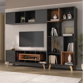 Estante Home para Tv até 65 Polegadas com 3 Portas Vision Yescasa Grafite