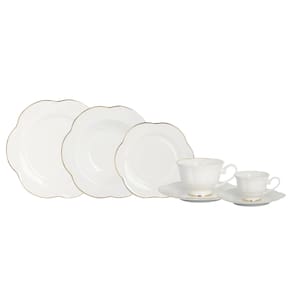 Jogo De Jantar Em Porcelana Camélia Branco Com 42 Peças L`Hermitage