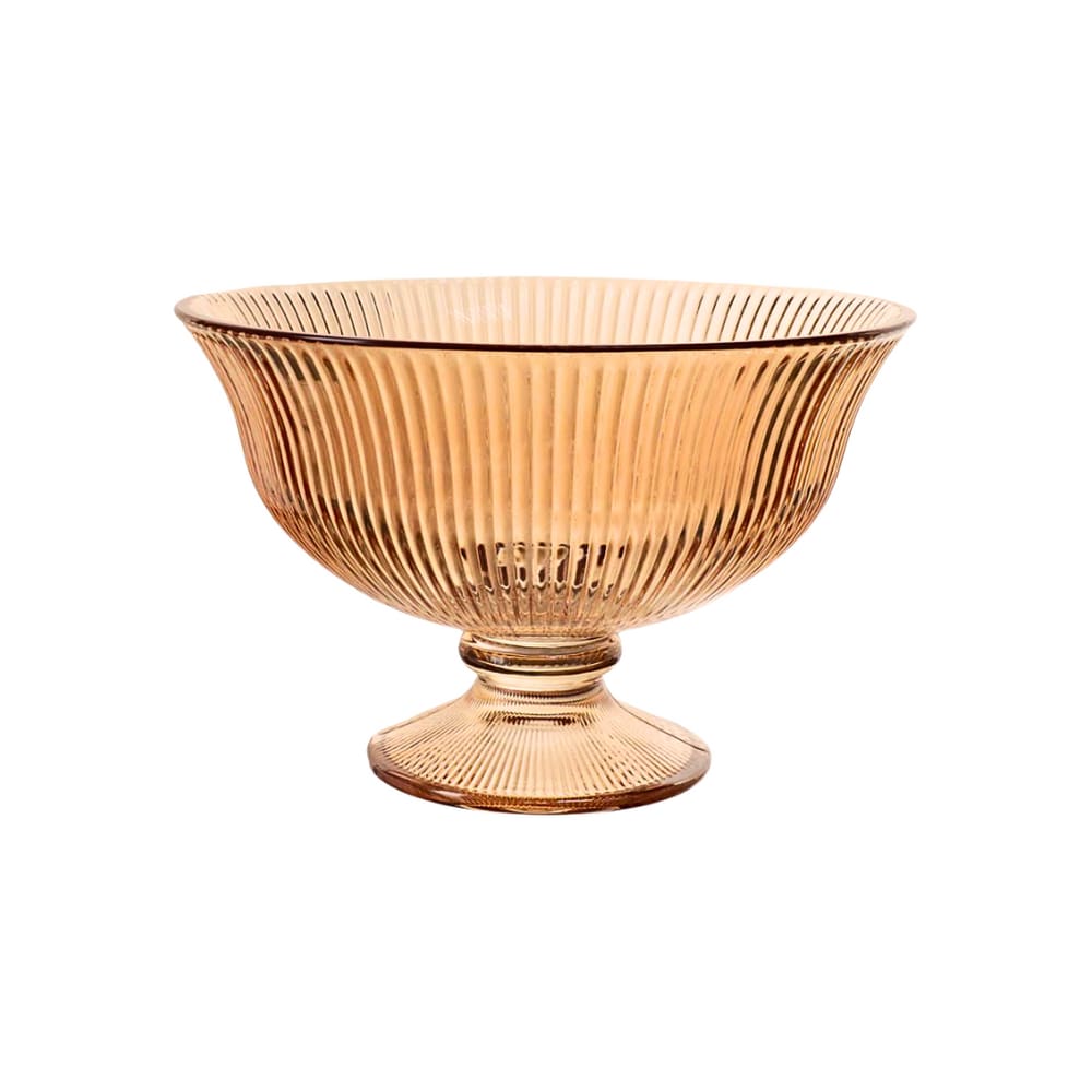 Centro De Mesa Com Pé Em Vidro Graffiato Âmbar 1,8L Haüskraft