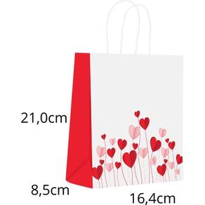 Sacola P/Presente Decorada Amor Origami P 16X21X8Cm 10Unid