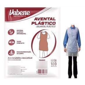 Avental Plástico Descartável Branco Vabene C/ 100 Unidades