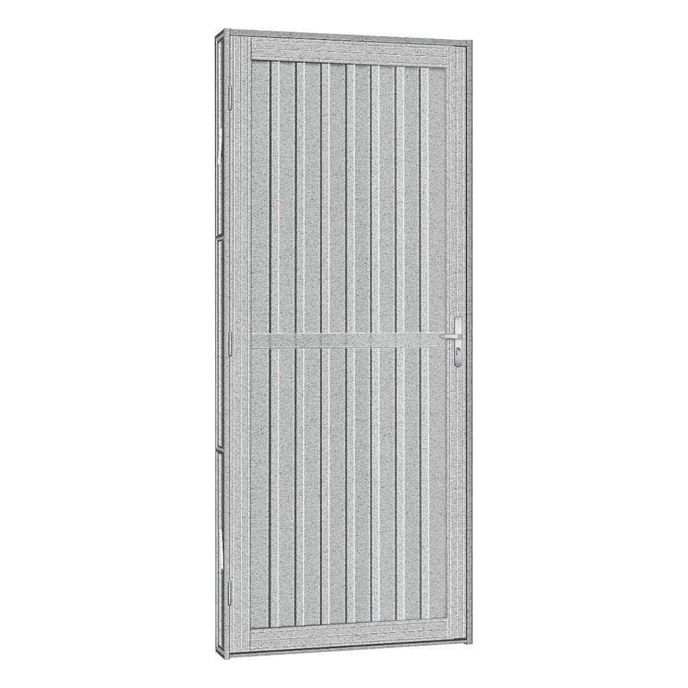 Porta De Aço Canelada Silver 81x215 R50 Abertura Direita Prata