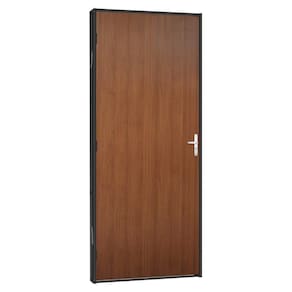 Porta De Madeira Mogno Com Batente De Aço Tradição 83x215 R120 Abertura Esquerda