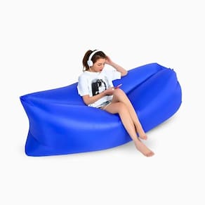 Sofá Inflável De Ar Portátil Puff Impermeável Praia Camping Azul