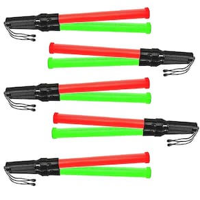 Bastao Sinalizador 2 Cores Led Grande Kit 5 Unidades Segurança Fluorescente Sinalizaçao Transito Fiscalizaçao Emergencia