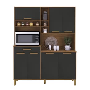 Armário de Cozinha 1,60mts Braga Freijó / Cinza - Indekes