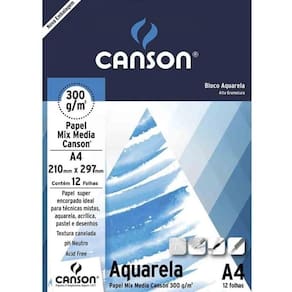 Bloco De Aquarela Mix A4 300g C- 12 Folhas - Canson