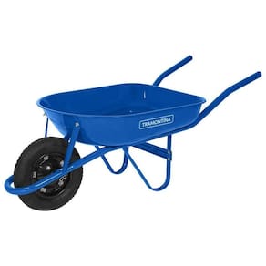 Carrinho de Mão com Caçamba Redonda Metálica Azul 50l Braço Metálico ePneu Com Câmara - Tramontina