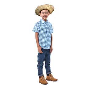 Fantasia Caipirinha Infantil Camisa Xadrez Masculina Manga Curta Blusa Quadriculada Caipira Menino Festa Junina São João
