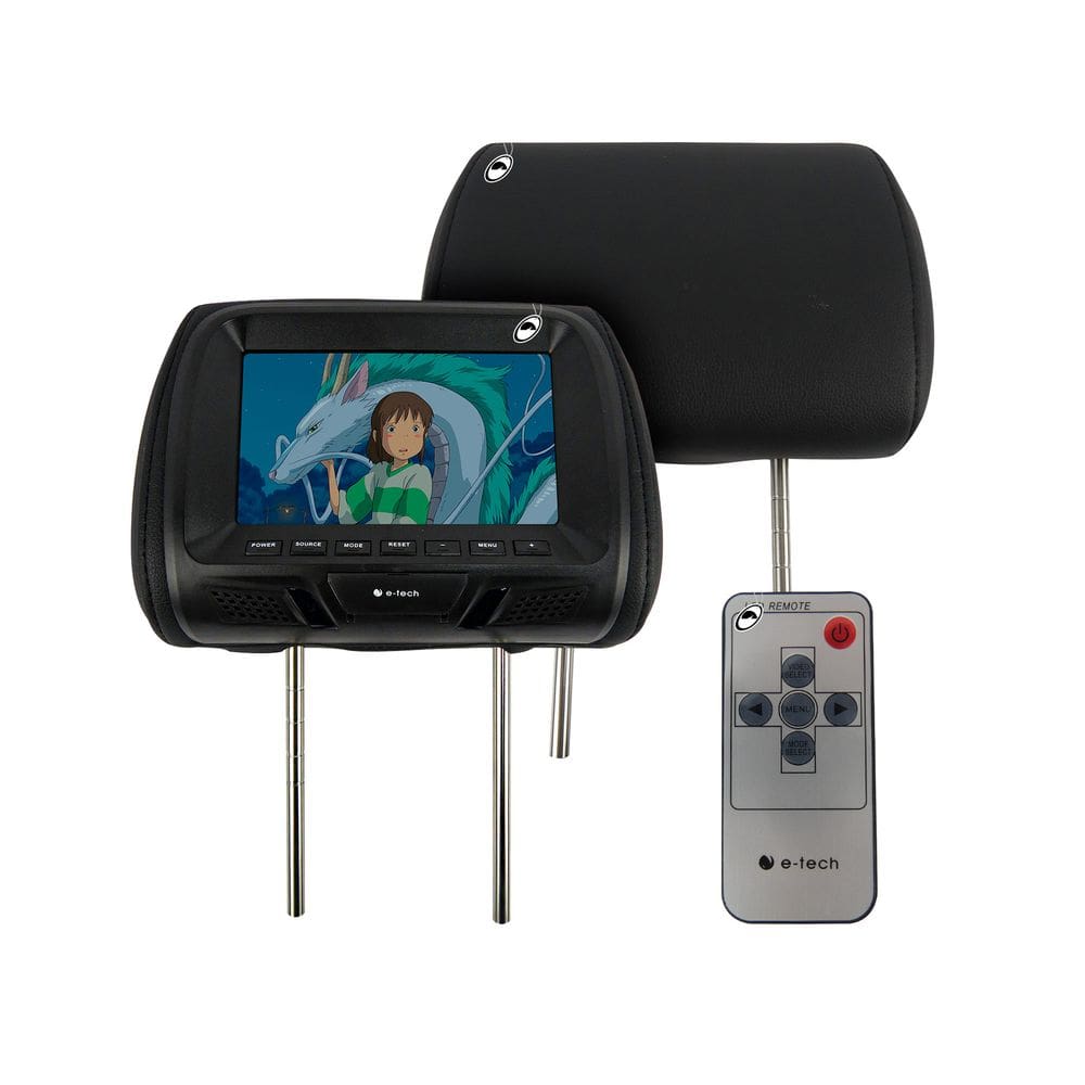 Par Encosto / Descanso De Cabeça E-Tech - Universal - Couro Tela LCD 7´ - 2 Peças