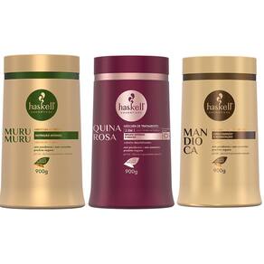 Kit Máscaras Mandioca Murumuru Quina Rosa 900Gr Haskell