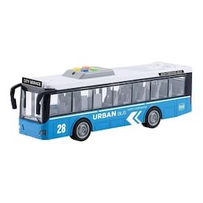 Ônibus Miniatura Fricção Som Luz E Abre Portas 28Cm Azul